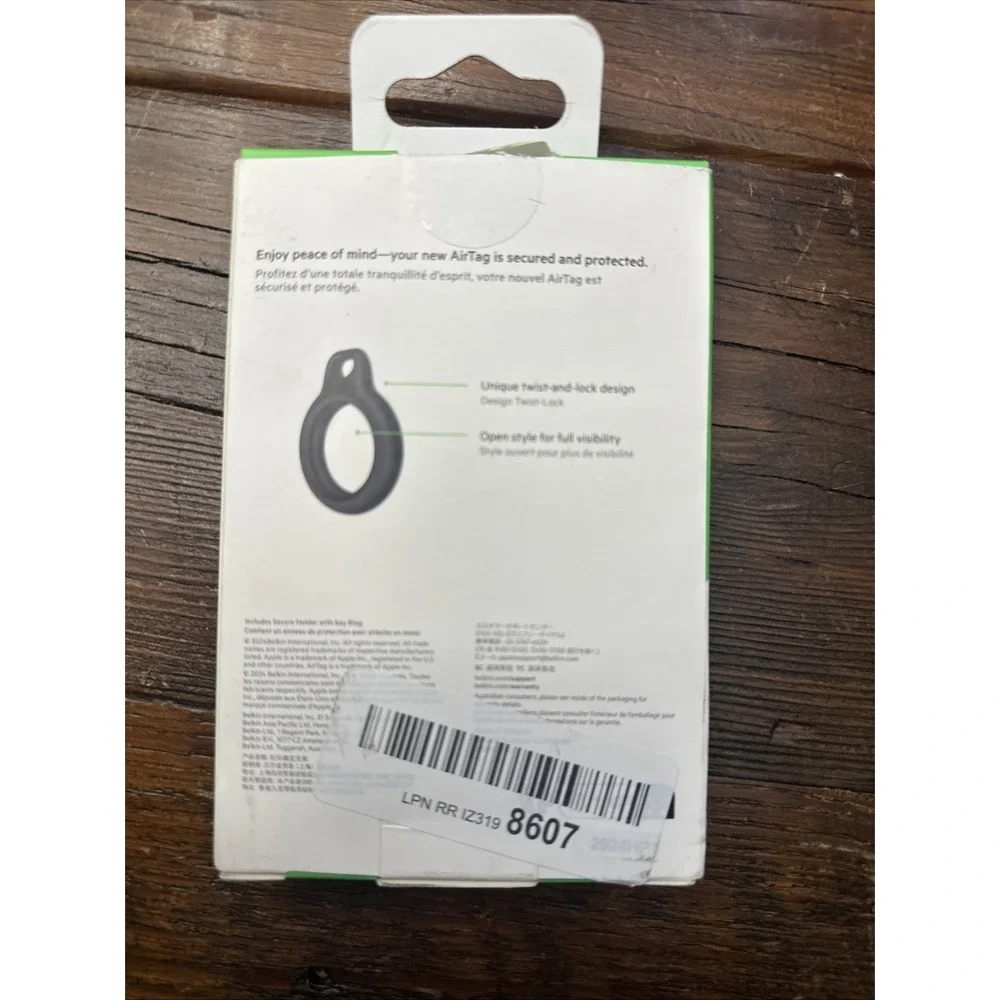 New Belkin - Secure Holder with Key Ring for Apple Airtag - F8W973b BLK Black